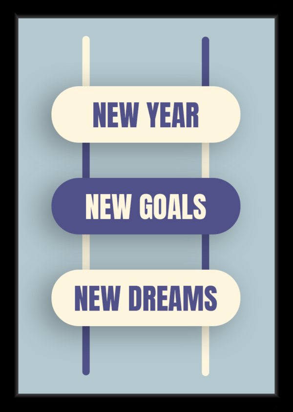 New Year, New Goals, New Dreams – Motivational Quote Framed Wall Art