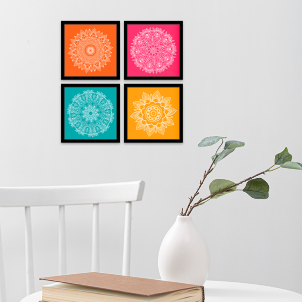 Vibrant Mandala Harmony – 4 Piece Framed Wall Art