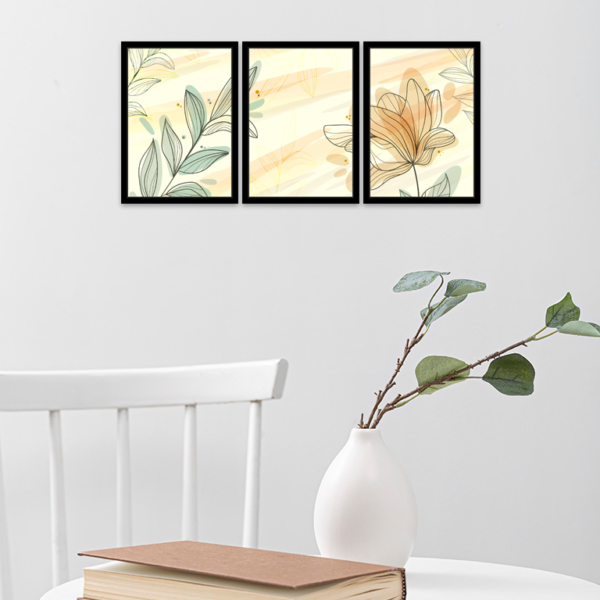 Soft Botanical Harmony – 3 Piece Framed Wall Art